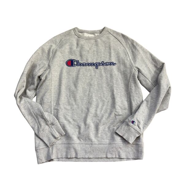 Champion Pullover Gray Crewneck Embroidered Logo Men's L - Picture 1 of 4